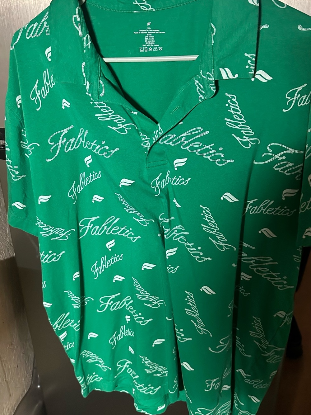 Fabletics Green Logo Script Polo Shirt
